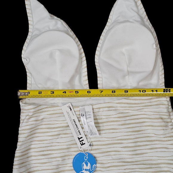 Cupshe One Piece Bathing Suit Size M Tan/White Gold Glitter - Picture 9 of 9